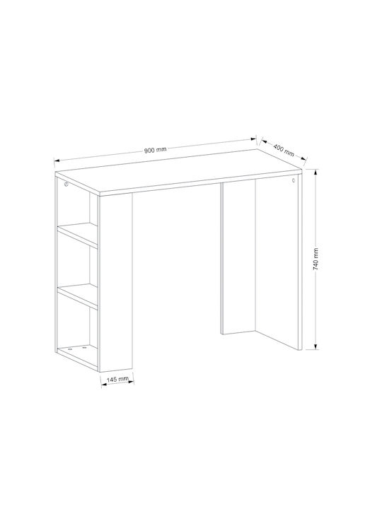 Desk Netenia Wooden with Bookshelf White 90x40x74cm