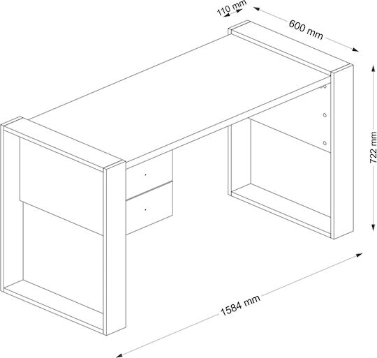 Desk Fernando Wooden White 158.4x60x72.2cm