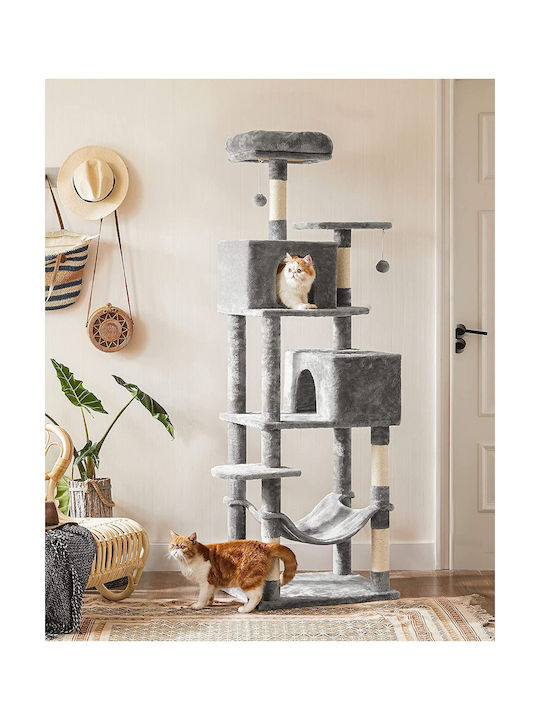 Feandrea Scratching Post Cat Trees Gray 9 levels 60x50x184cm