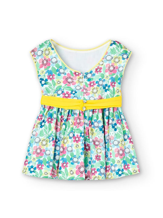 Boboli Mädchen Kleid Blumen Kurzärmelig Mehrfarbig