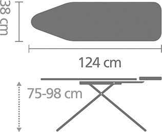 Brabantia Гладилница За Парна Ютия Компактна Denim Черна 124x38x98см
