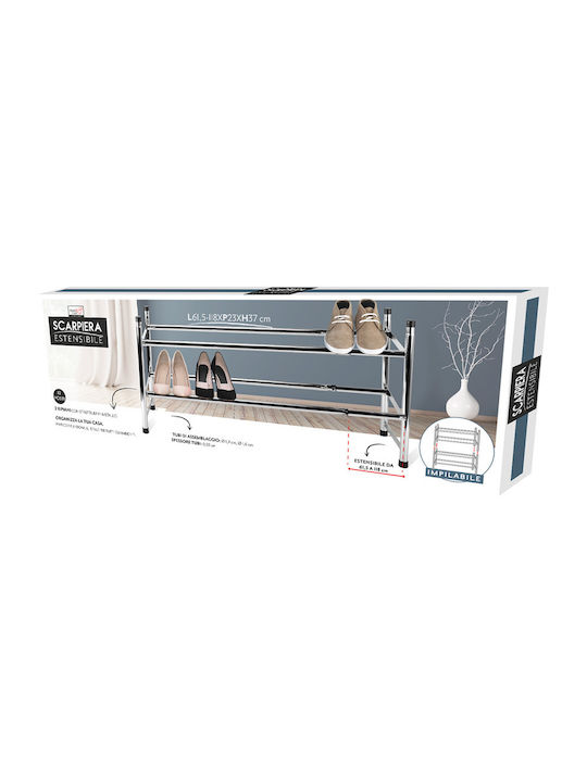 Μεταλλική Παπουτσοθήκη με 2 Ράφια Inox Μ115xΠ23xΥ35cm