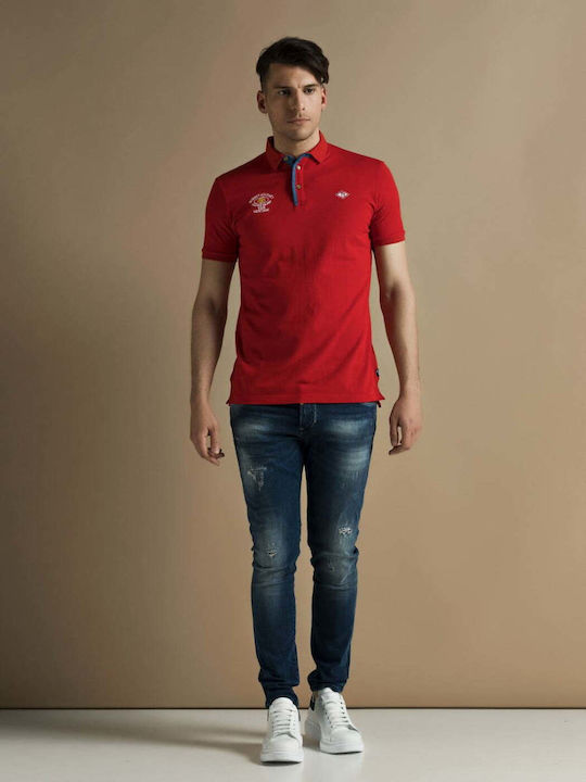 Yolofashion Men's Short Sleeve Blouse Polo Red