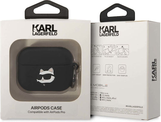Karl Lagerfeld Choupette Head 3D Silicone Case with Keychain Black for Apple AirPods Pro
