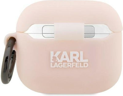 Karl Lagerfeld Choupette Head 3D Hülle Silikon mit Haken in Rosa Farbe für Apple AirPods 3
