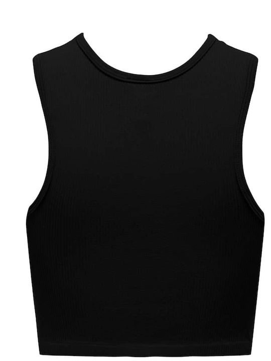 Only pentru Femei Crop Top fără Mâneci Monocrom Negru