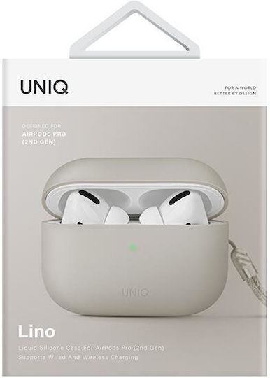 Uniq Lino Θήκη Σιλικόνης με Γάντζο σε Μπεζ χρώμα για Apple AirPods Pro