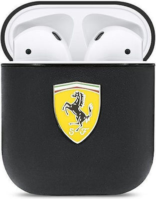 Ferrari On Track Husă Piele în culoarea Negru pentru Apple AirPods 1 / AirPods 2