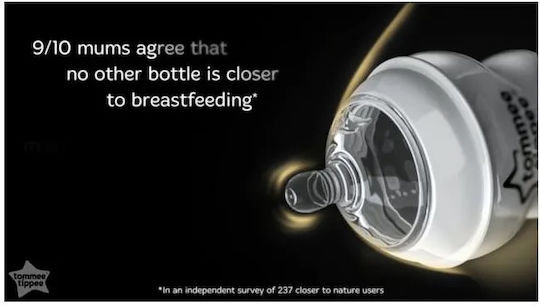 Tommee Tippee Πλαστικό Μπιμπερό Closer To Nature με Θηλή Σιλικόνης για 0+ μηνών Διάφανο 260ml 2τμχ