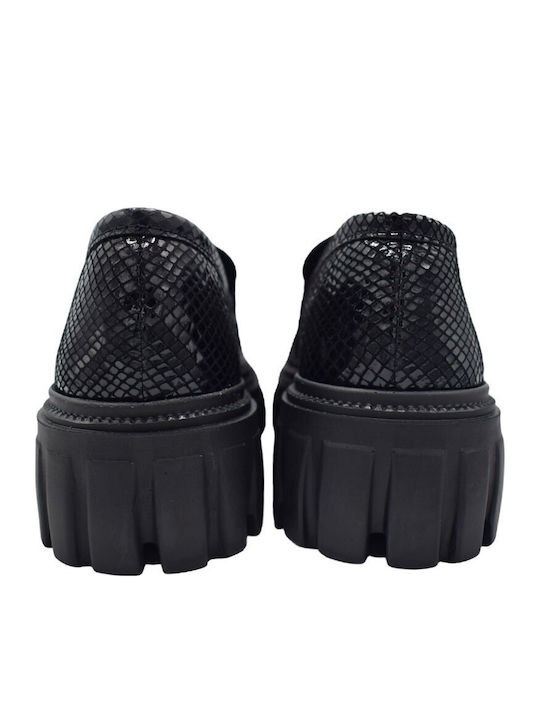 Leder Damen Mokassins in Schwarz Farbe