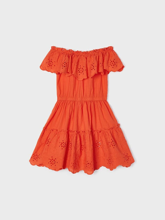 Mayoral Kids Dress Short Sleeve Orange