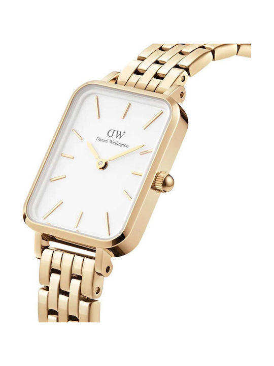 Daniel Wellington Quadro Lumine Women's Watch with Gold Metal Bracelet
