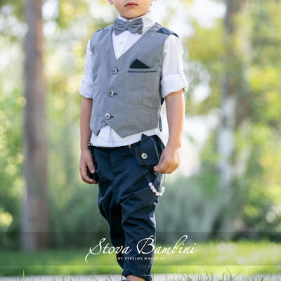 Stova Bambini Boys Baptism Suit with Vest 7pcs Gray