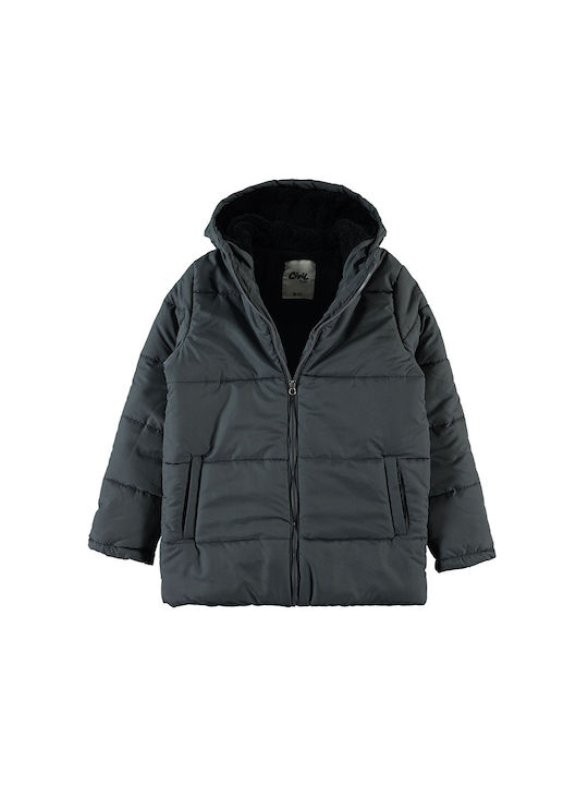 Civil Boys Quilted Coat Gray with Lining & Ηood