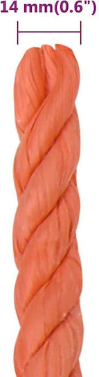 vidaXL Rope with Diameter 14mm and Length 50m Orange Working Rope 14mm 50m made of Polypropylene