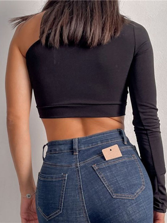 Chica Women's Crop Top Long Sleeve Black