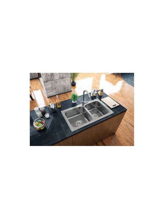Karag BL 888 BL888 Drop-In Spüle Rechts Inox Satiniert B86xT50cm Silber