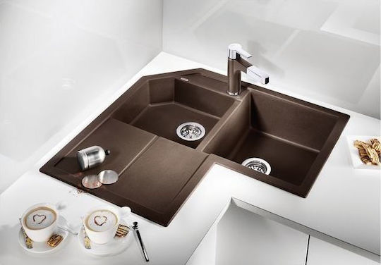 Blanco Metra 9 E 525938 Drop-In Sink Corner Left Synthetic Granite W83xD83cm Black
