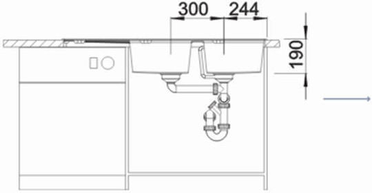 Blanco Zia 8 S 526027 Drop-In Chiuvetă din Granit Sintetic L116xW50cm Negru
