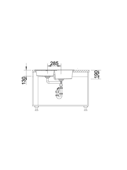 Blanco Metra 9 E 525938 Drop-In Spüle Ecke Links aus Verbundgranulat B83xT83cm Black