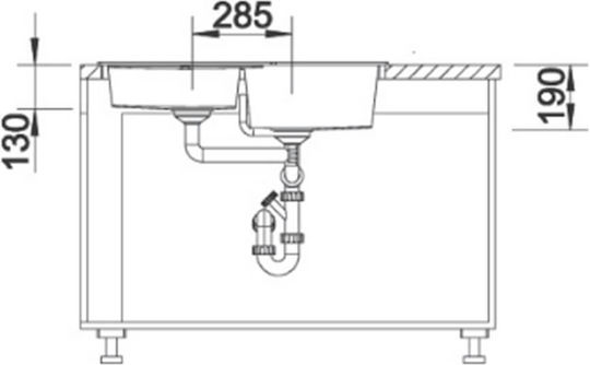 Blanco Metra 9 E 525938 Drop-In Sink Corner Left Synthetic Granite W83xD83cm Black