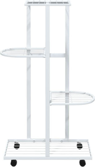 vidaXL Pot Rack Metal White with Wheels 44cmx23cmx80cmcm.