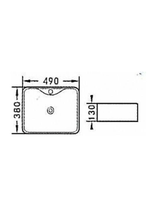 Gloria Dolce Countertop Sink Porcelain 48.5x37.5x13.4cm Black