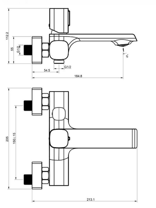 Interflex Astra Αναμεικτική Μπαταρία Μπανιέρας Μαύρη