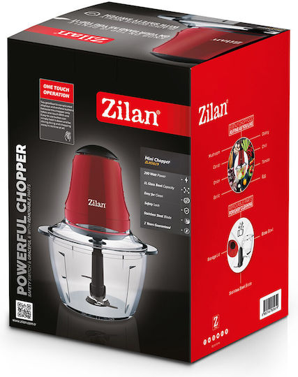 Zilan Πολυκόπτης Multi 200W με Δοχείο 1lt Κόκκινος