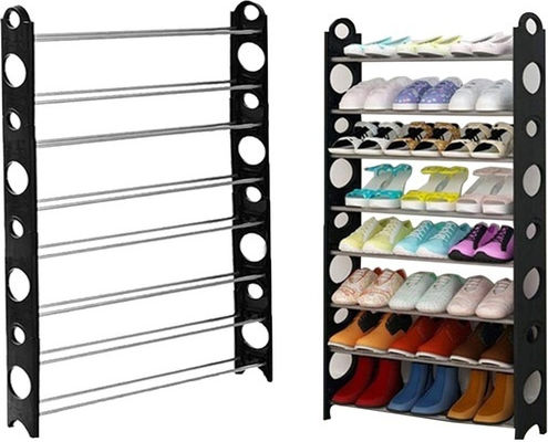 Kunststoff-Schuhregal Offen Schwarz B64,5 × T20 × H156 cm