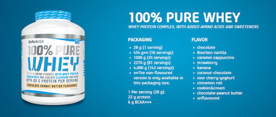 Biotech USA 100% Pure Whey Protein Whey Gluten Free with Flavor Cookies & Cream 2.27kg