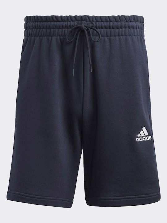Essentials French Terry 3-stripes Αθλητική Ανδρική Βερμούδα Navy Μπλε