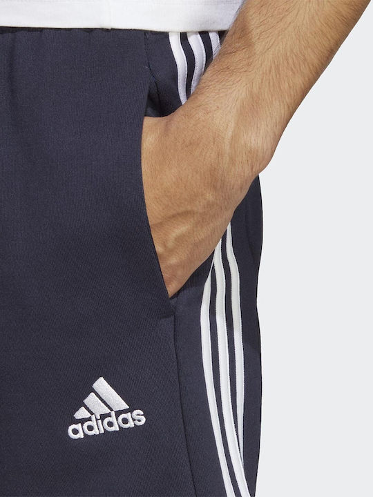 Essentials French Terry 3-stripes Αθλητική Ανδρική Βερμούδα Navy Μπλε