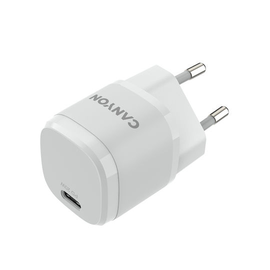 Canyon Φορτιστής Χωρίς Καλώδιο με Θύρα USB-C 20W Power Delivery Λευκός (H-20-05 CNE-CHA20W05)