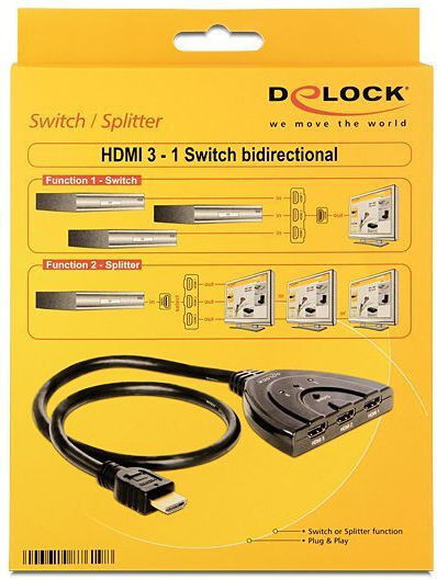 DeLock Διακόπτης HDMI 3 σε 1 δύο κατευθύνσεων HDMI Switch 87619