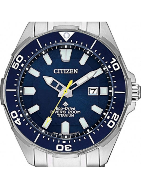 Citizen Promaster Sea Ανδρικό Ρολόι 44mm Eco - Drive με Ασημί Μεταλλικό Μπρασελέ