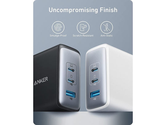 Anker Φορτιστής Χωρίς Καλώδιο GaN με Θύρα USB-A και 2 Θύρες USB-C 100W Quick Charge 3.0 / Power Delivery Μαύρος (736 Nano II)