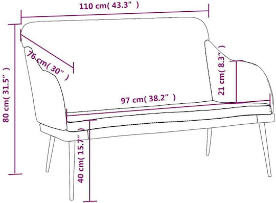 Doppelsitzer Sofa Samt Schwarz 110x76x80cm