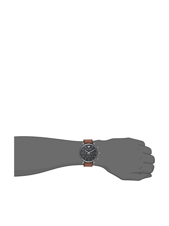 Luigi Herrenuhr 46mm Chronograph Batterie mit Braun Lederarmband