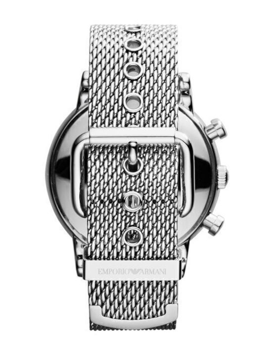 Emporio Armani Classic Ανδρικό Ρολόι 41mm Χρονογράφος Μπαταρίας με Ασημί Ατσάλινο Μπρασελέ