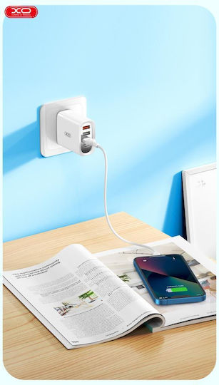 XO Φορτιστής Χωρίς Καλώδιο με 4 Θύρες USB-A Quick Charge 3.0 Λευκός (L100)