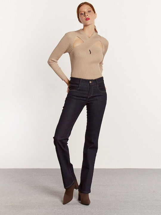 Garcelle Talie înaltă Blugi de damă cu croială bootcut Clătiți
