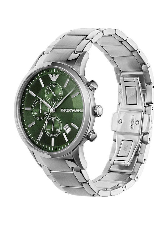 Emporio Armani Renato Men's Watch 40mm Battery Chronograph With Silver Steel Bracelet