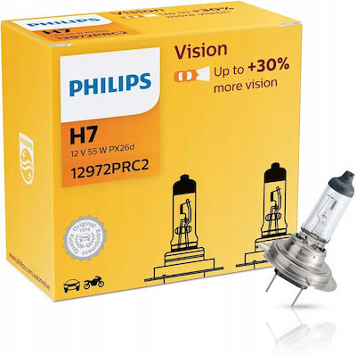 Philips Lamps Car H7 Halogen 3200K Warm White 12V 55W 2pcs