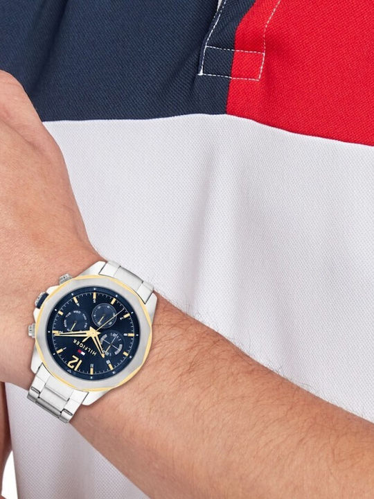 Tommy Hilfiger Lars Men's Watch 46mm Battery Chronograph With Silver Steel Bracelet Tommy Hilfiger Lars Men's Watch 46mm Battery Chronograph With Silver Steel Bracelet