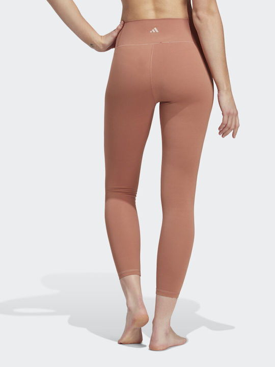 Adidas Luxe Studio 7/8 Yoga Frauen Gekürzt Leggings Hochgeschnitten Clay Strata