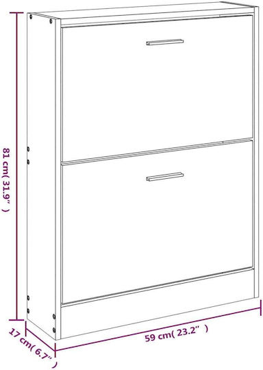 Suport pentru pantofi cu 2 Rafturi Galbenă L59xW17xH81cm