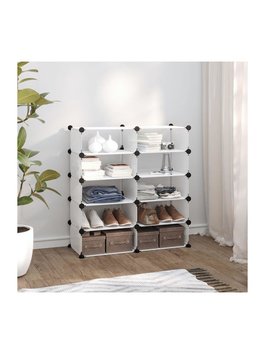 Plastic Shoe Organizer with 10 Shelves White 84x32x88.5cm