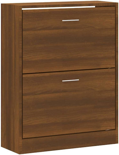 Holz Schuhschrank mit 2 Regalen Gelb L63xW24xH81cm