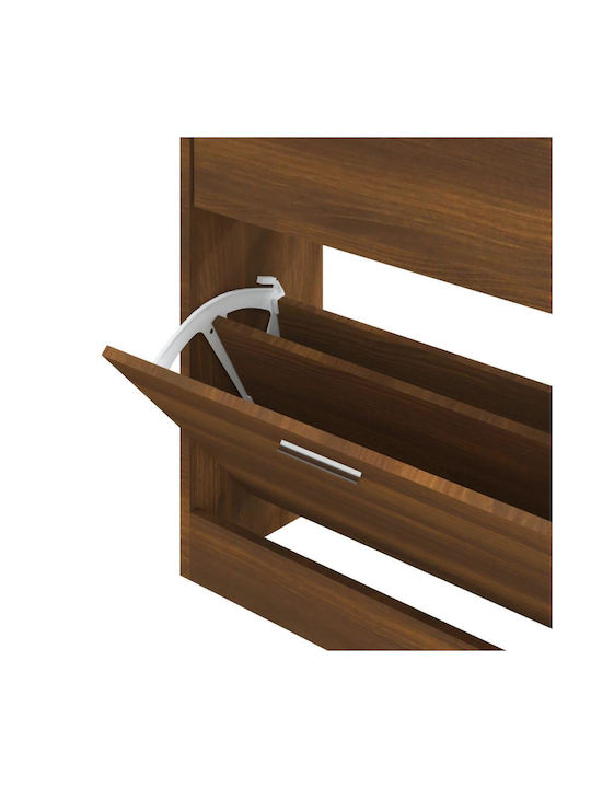 Holz Schuhschrank mit 2 Regalen Gelb L63xW24xH81cm